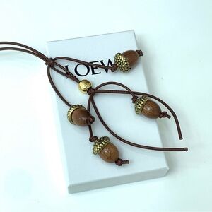 Loewe Tan and Gold Acorn Key Holder